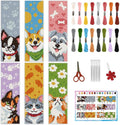INFUNLY 6PCS Dogs Cats Cross Stitch Bookmark Kit by INFUNLY