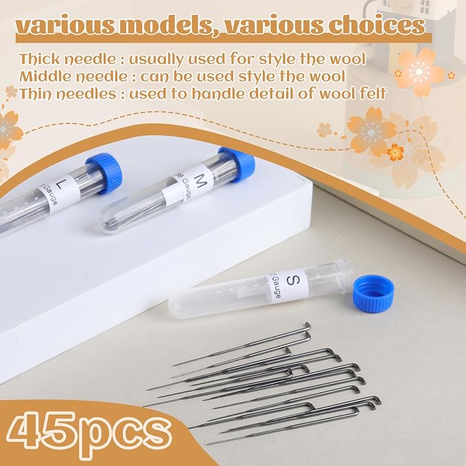 Needle Felting Needles, Needle Felting Supplies, 45 Wool Felting Needles - Image 3