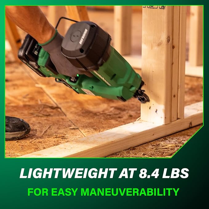 Metabo HPT 18V MultiVolt Cordless 21° Framing Nailer Kit, 3-1/2" Plastic Strip Framing Cordless Nailer, Power Tool with 4.0Ah Lithium Ion Battery, Drives 2" to 3-1/2" Nails, NR1890DRA