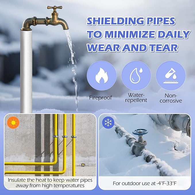 10 Pack Self-Adhesive Pipe Insulation Sleeve, Pre-Slit Foam Tube with Aluminum Foil Cover for Winter, Spigot, Sprinkler, Water Heater Pipes, Scratch-Proof and Non-Corrosive (Silver, 1.3 Ft x3/4 Inch)