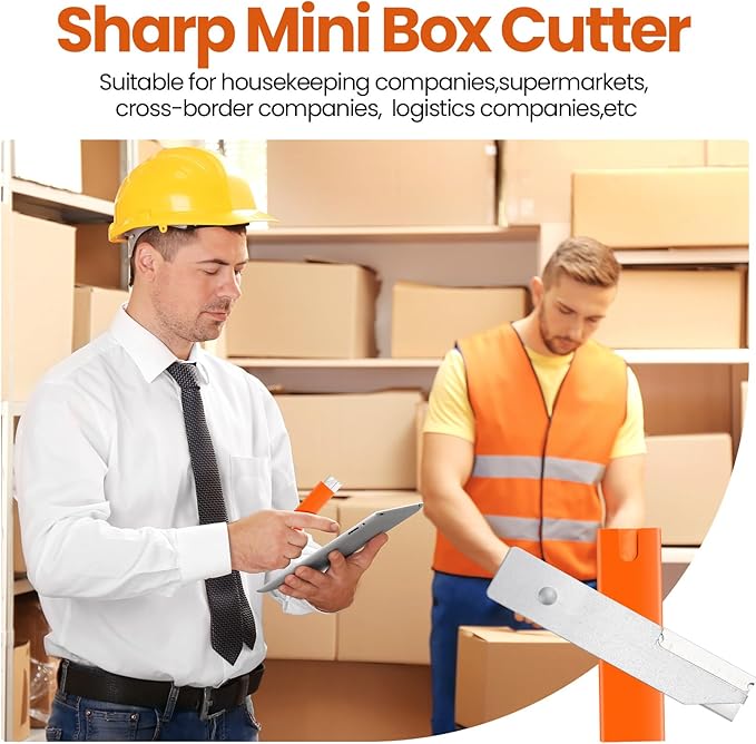 Lasnten 48 Pieces Box Cutters Bulk Retractable Cardboard Cutter Single Edge Handy Mini Box Knife Razor Blade Cutter Iron Body Utility Knife for Paper Packages Letter(Orange)