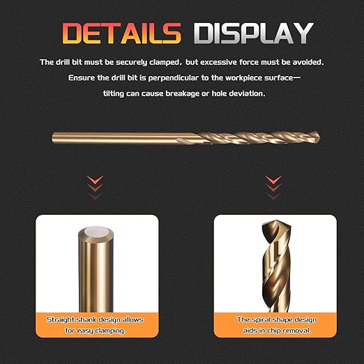 Drill Bit, 2mm Cutting Diameter, 4341 HSS Gold and Black 118° Cutting Angle Number Jobber Bits - (Applications: for Drilling Soft Metal Plastic Wood), 5-Pieces