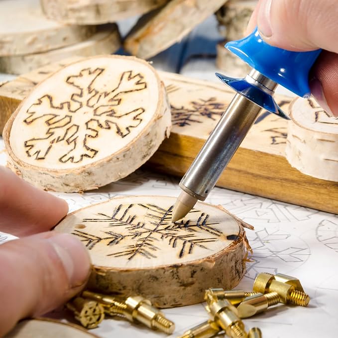 QWORK Pyrography Wood Burning Tips – 23Pcs Multifunctional Copper Crafting Set - Image 7