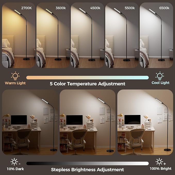 LED Floor Lamp for Living Room, Bright Reading Lamps for Office, Adjustable - Image 3