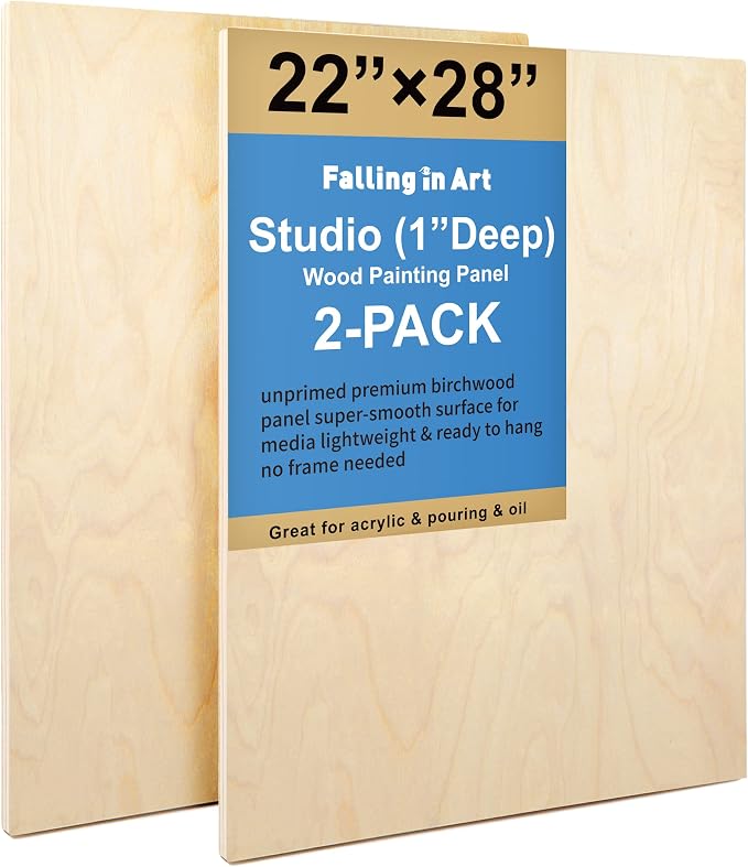 Falling in Art 2 Pack 22x28 Unfinished Birch Wood Panels Kit by FallinginArt