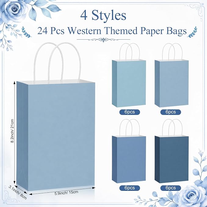Gaillty 24 Pcs Dusty Blue Paper Bags - Image 2