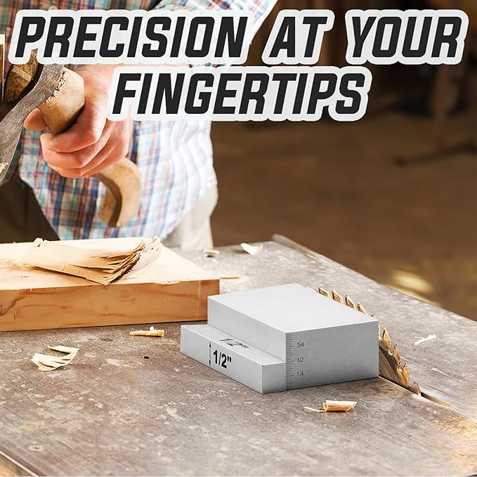 Setup Blocks Woodworking,15 Pcs Setup Height Gauge Set with Laser-Engraved Markings, Precision Woodworking Measuring Tools for Router and Table Saw, All Aluminum