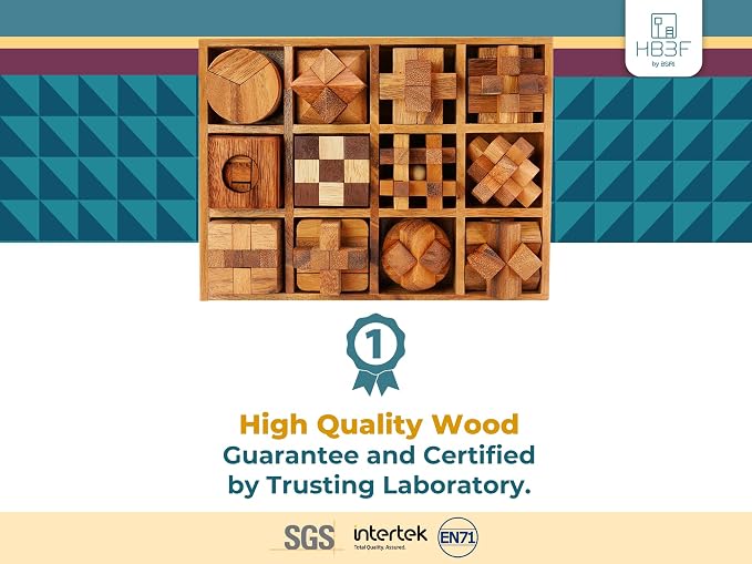 BSIRI 12 in 1 3D Wood Puzzle Box Set - Image 2