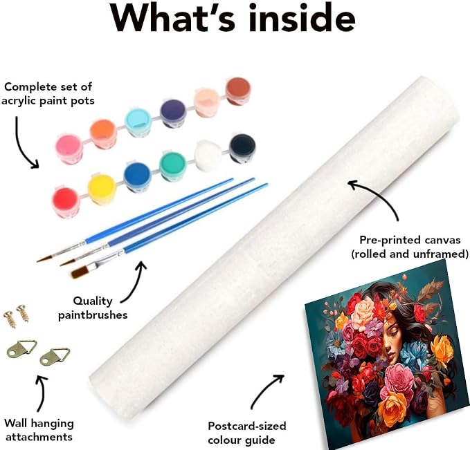 Clendo Flower Woman Paint by Numbers Kit - Image 7