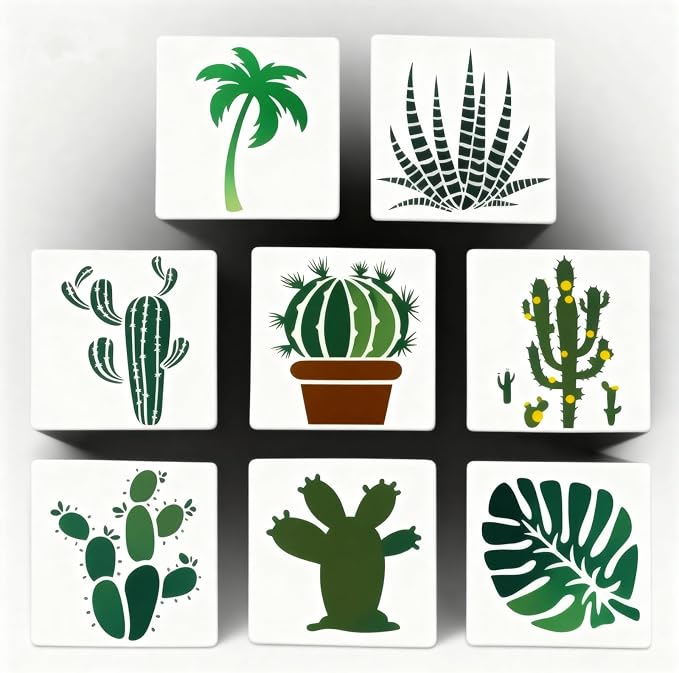 TIAMECH 8 Pcs Reusable Succulent Plants Cactus Stencils - Image 3