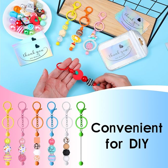 Sasylvia 60 Pcs Beadable Keychain Bars Bulk Making Kit 20 Beaded Keychain 20 - Image 6