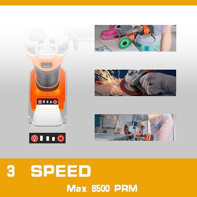Cordless Angle Grinder Compatible with DEWALT 20V MAX Batteries, 3 Speed Adjustable Brushless Portable Grinder with LCD, M14 Spindle, 5 Inch Wheels for Cutting & Grinding (NO BATTERY)