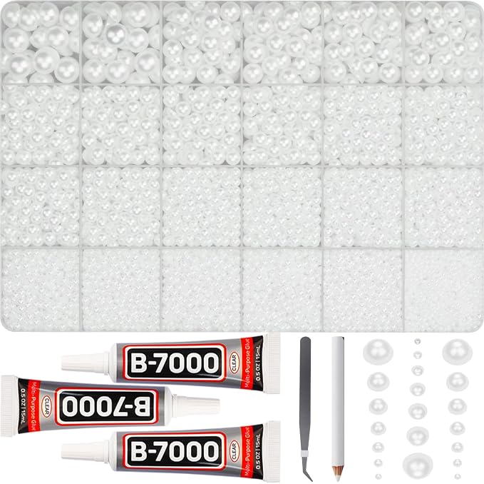16500Pcs Half Pearls Beads for Crafting, Flat Back White Pearls 2-10mm Flatback by Worthofbest