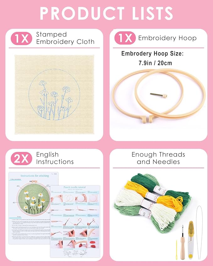 TINDTOP Punch Needle Kit, Daisy Punch Embroidery Kits - Image 2