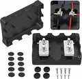 Joinfworld 400A Bus Bar 12V Power Distribution Block with 4 x 5/16"(M8) Stud Dual Battery Bus Bar 48V DC Marine Terminal Distribution Block for Automotive Car Solar - Negative&Positive(2 in 1)