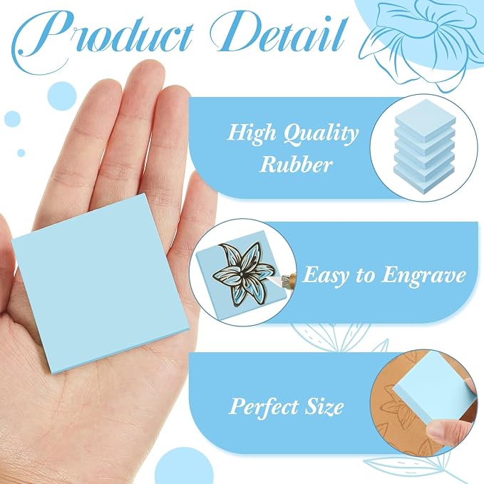 Frienda 24 Pcs 2" x 2" Rubber Carving Blocks Linoleum Blocks - Image 3