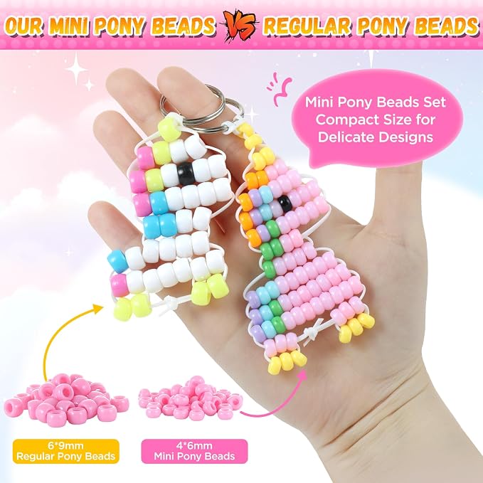 Funtopia Pony Beads Kit for Keychain Making, mini Pony Bead Pets for Kids - Image 3