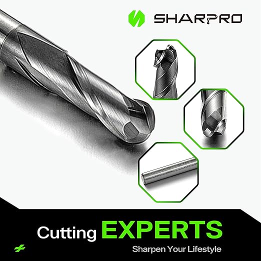 Carbide Ball Nose End Mills 2 Flute 3/16 Inch SHK. and Cutting Dia. 3D Carving, High-Speed and Deep Cutting, AlCrN Coated, Apply for Alloy Steel, Stainless Steel and Various Cast Iron. (3PCS)