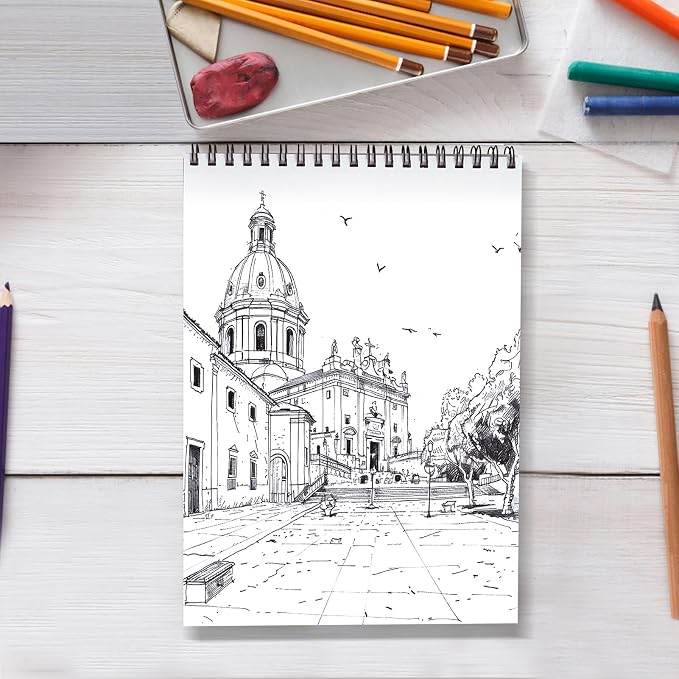 Crehatos 9" x 12" Sketch Book, Top Spiral Bound Sketch Pad, 100 Sheets - Image 6