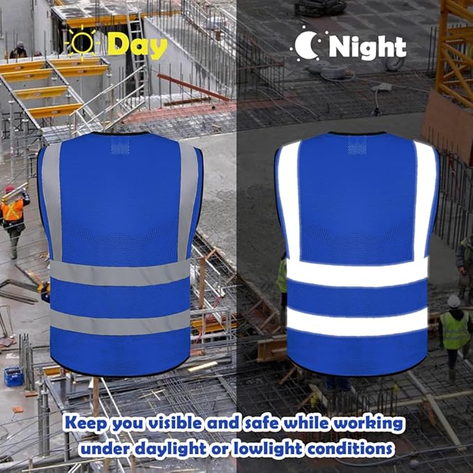 BeautyWill Custom Logo 10/20 Pack Safety Vest Class2 High Visibility Vest with Pockets Breathable Construction Vest Bulk