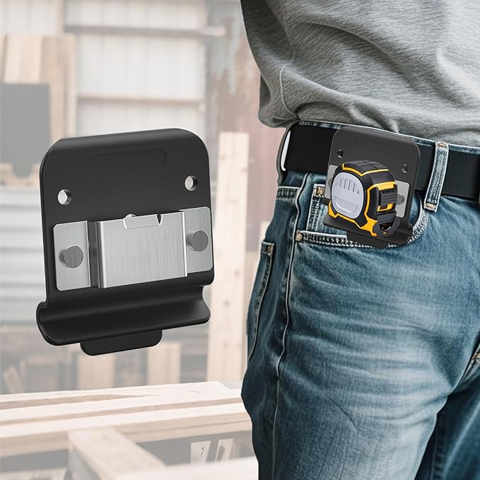 Tape Measure Holder for Belt, Low-Profile Tape Measure Belt Clip, Measuring Tape Holder up to 2" Tool Belt, Tape Accessories