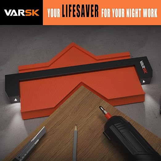 VARSK Contour Gauge Profile Tool with Light 5+10 Inch - Super Duplicator Shape and Outline Tool, Gifts for Men Dad Him, Cool Gadgets for Men DIY Handyman, Home Improvement Measuring Woodworking Tools
