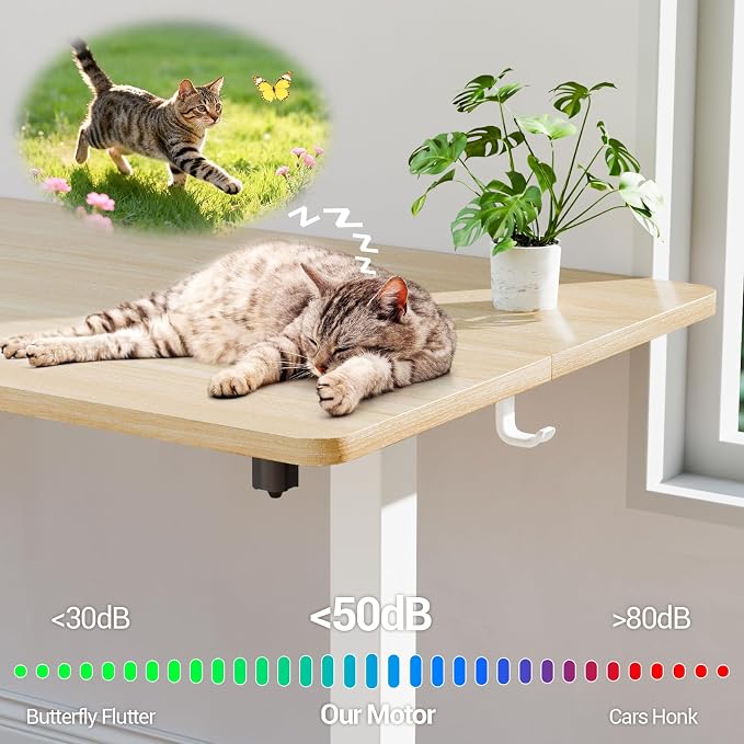 Veken 55 Inch Large Electric Standing Desk, Gaming Table, Nature | Height - Image 8