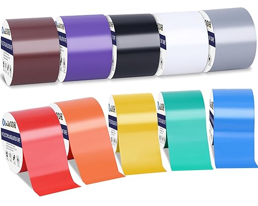 10 Pack Colored Electrical Tape 2 in x 66 ft Waterproof Electrical Insulating Tape High Temperature Resistance Electric Tape Under 600V Home Outdoor Multipurpose Multicolor Vinyl Tape