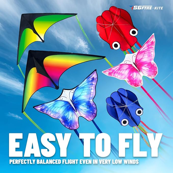SGftre 3 Piece Set Butterfly Delta Octopus Kites - Image 2
