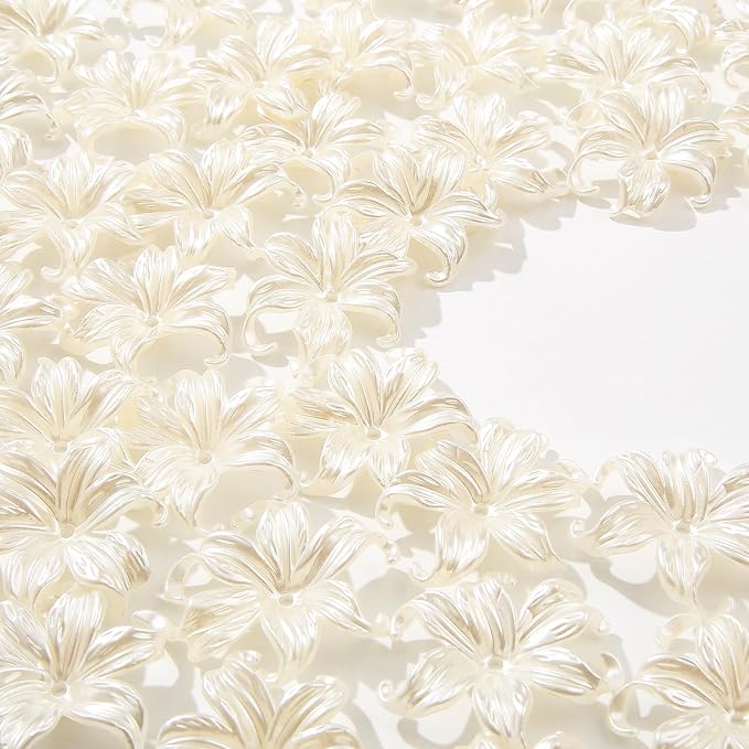 40pcs Flower Shape Beads White Pearl Flower Beads Color Lily Beads - Image 6