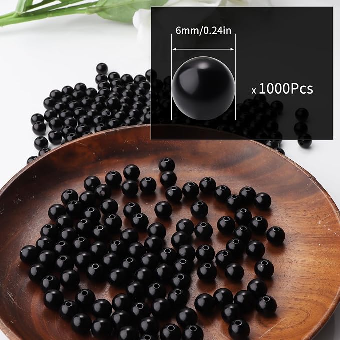 1000pcs Black 6mm Pearl Beads - Image 2
