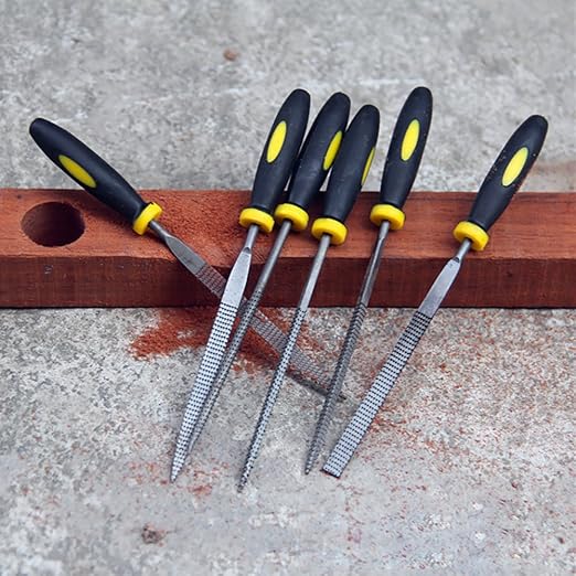 Wood Rasp File Kit - 12 Assorted Small Metal Needle Files Set with Bristle Brush and Hand Strap Carrying Case (Rasps included 2 Sizes of Flat, Pointed Flat, Round, Half Round, Square, Triangle)