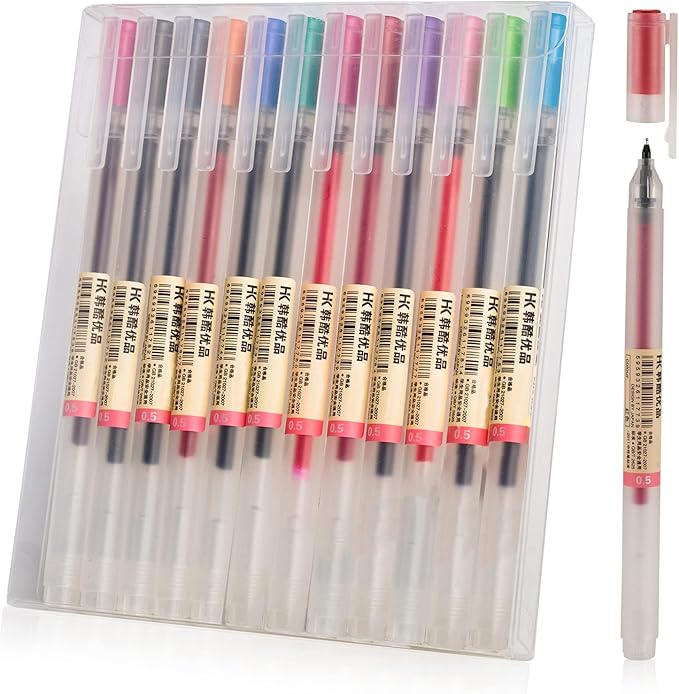 BEIWO Premium Gel Ink Ball Point Pen, Fine Point Color Pens, Smooth Writing Gel by BEIWO
