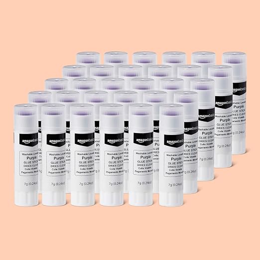 Amazon Basics Disappearing Purple Washable School Glue Sticks, Dries Clear by AmazonBasics
