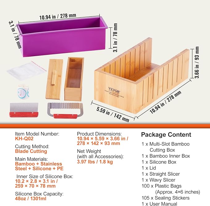 VEVOR Soap Making Kit, Bamboo Cutting Box and Inner Box - Image 7