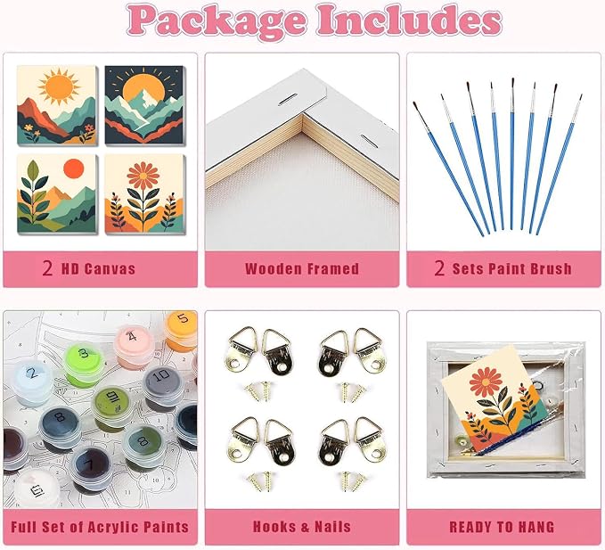 4 Pack Framed Paint by Numbers Kit - Image 8