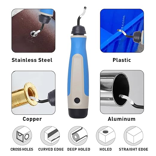 Deburring Tool Kit with 10 High-Speed Steel Blades – Rotary Burr Removal Tool for Metal, Plastic, Aluminum, Copper, and Wood – Heavy-Duty Swivel Handle for Smooth Edge Cleaning