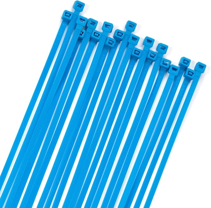 XINGO 100PCS Cable Zip Ties Heavy Duty, Premium Nylon Plastic Wire Ties with 50 Pounds Tensile Strength, Self-Locking Black Nylon Zip Ties for Indoor and Outdoor (12 inch, Blue)