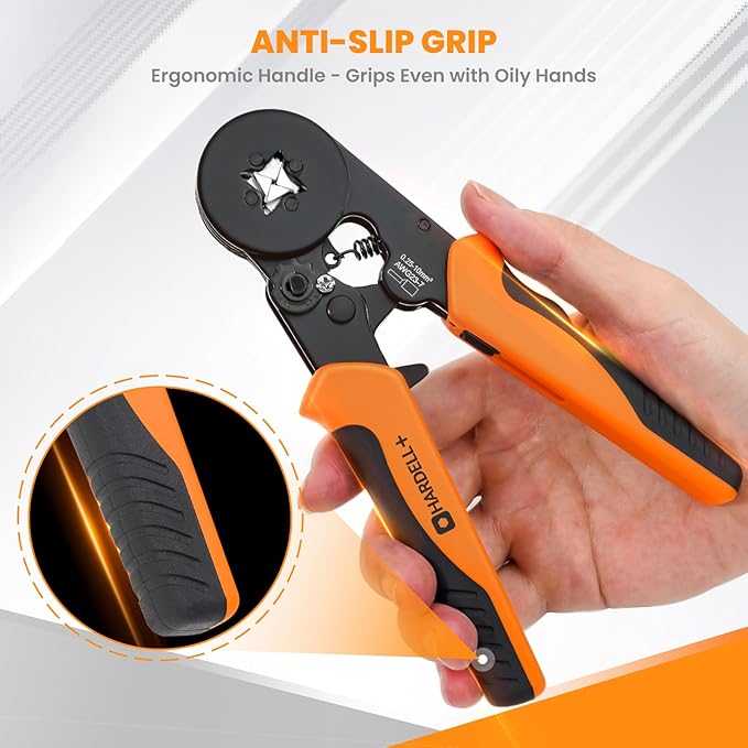 HARDELL+ Ferrule Crimping Tool, AWG 23-7 Wire Ferrule Kit with 1200PCS Terminals, Self-adjustable Ratchet, Square Ferrule Crimper Suitable for Wire Terminals, Cables End-sleeves
