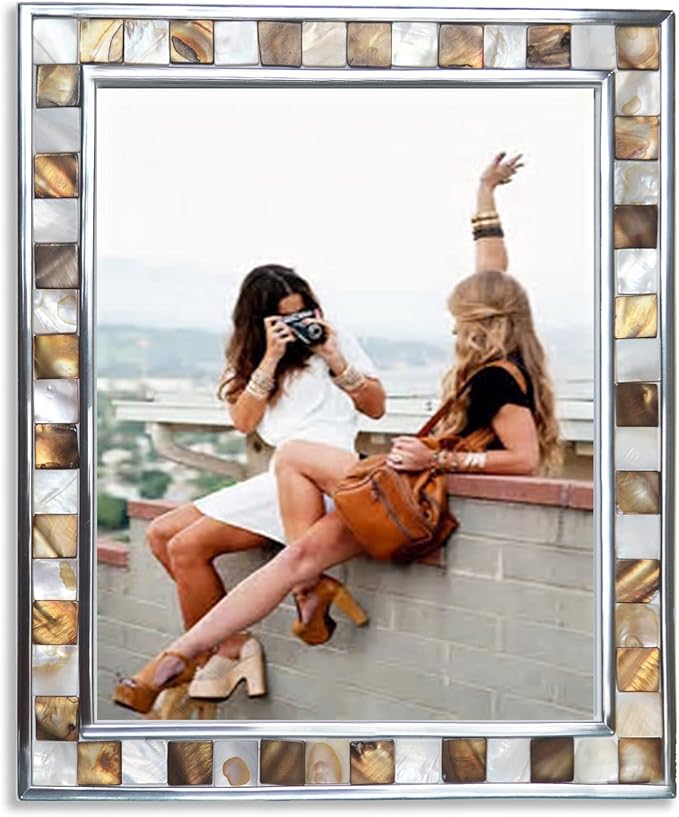 Silver Plate 8x10 Picture Frame, Mosaic Glass Photo Frame by GIFTME5