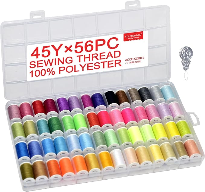 56 rainbowColor Set of Handy Polyester Sewing Threads by LE+PAON