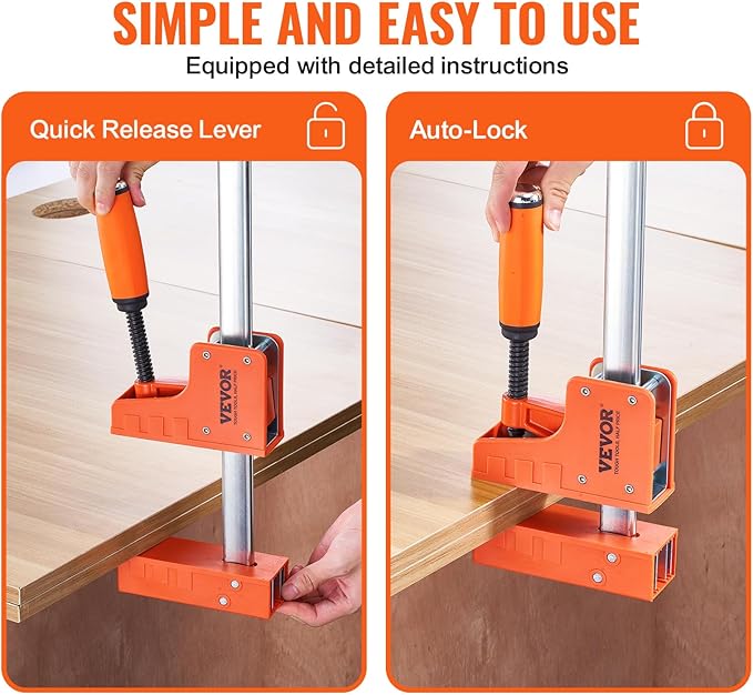 VEVOR Bar Clamps for Woodworking, 2-Pack 50" Parallel Clamp Set, F Clamp with 1100 lbs Load Limit, Even Pressure, High-strength Plastic and Carbon Steel, Wood clamps for Woodworking Metal Working