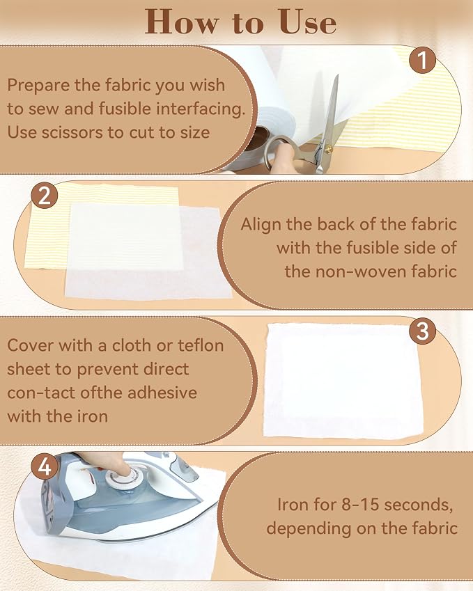 FIVEIZERO Lightweight White Iron-On Non-Woven Fusible Interfacing: 12in x 30yd - Image 4