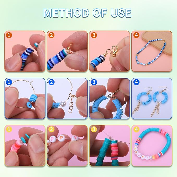 AIPRIDY Girls Toys Bracelet Making Kit, Clay Beads Jewelry Activity Kit - Image 4