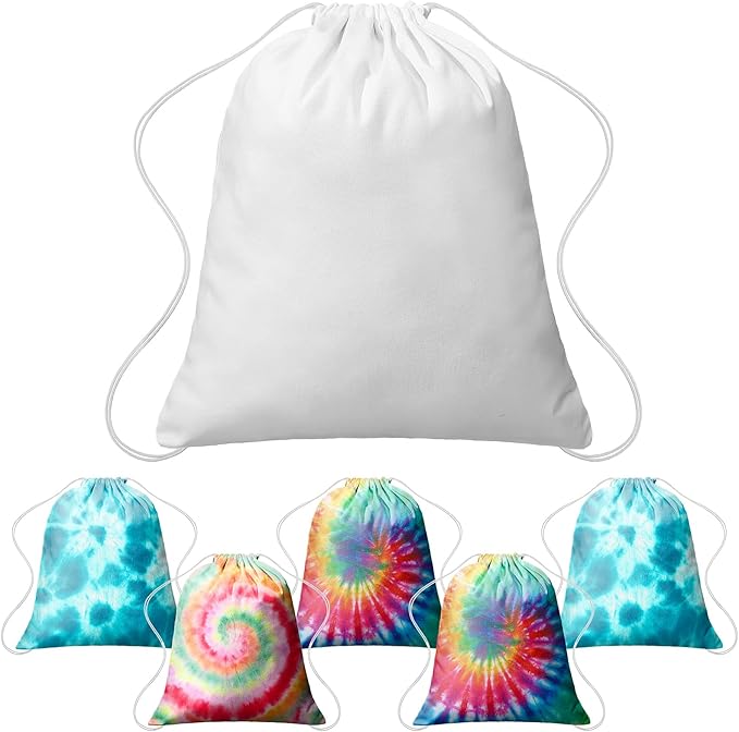 Saintrygo 12/6 Pcs Tie Dye Cotton Drawstring Bags Sublimation Blank Backpack by Saintrygo