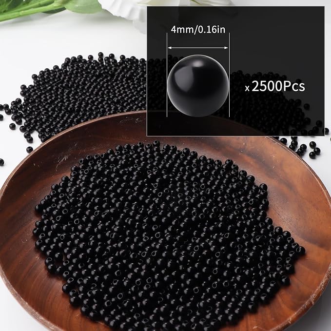 2500pcs Black 4mm Pearl Beads - Image 2