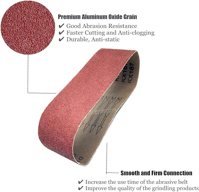 4 x 21 Sanding Belts, 40 Grit Aluminum Oxide Sanding Belt, 4x21 Inch Sander Paper for Belt Sander, 12 Pack (4x21In, 40 Grit)