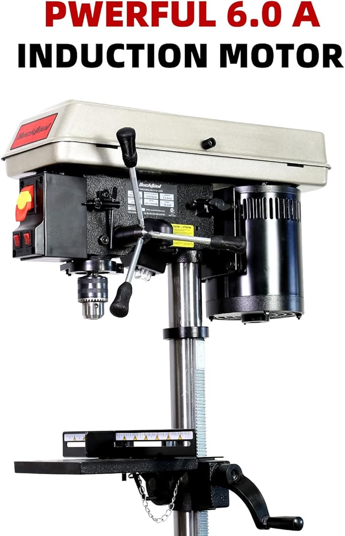 BUCKTOOL 10-Inch Drill Press 6.0 Amp 3/4 HP Bench Drill Press 5-Speed Benchtop Drilling Machine with LED Work Light
