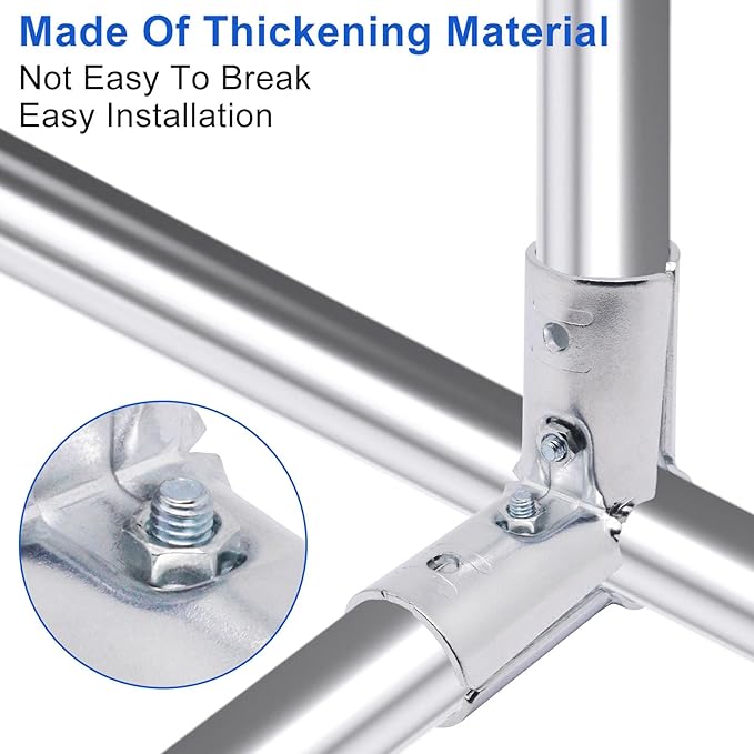 90 Degree Pipe Connector Tee Clamp Fittings, Steel Connection Clamps Set with Small Wrench （2set, 32mm）