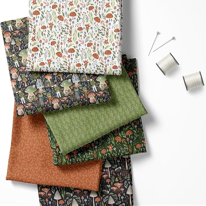 Woodland Patchwork Fabric Panel 100x155 cm – 100% Cotton Satin, 6 Coordinated - Image 2
